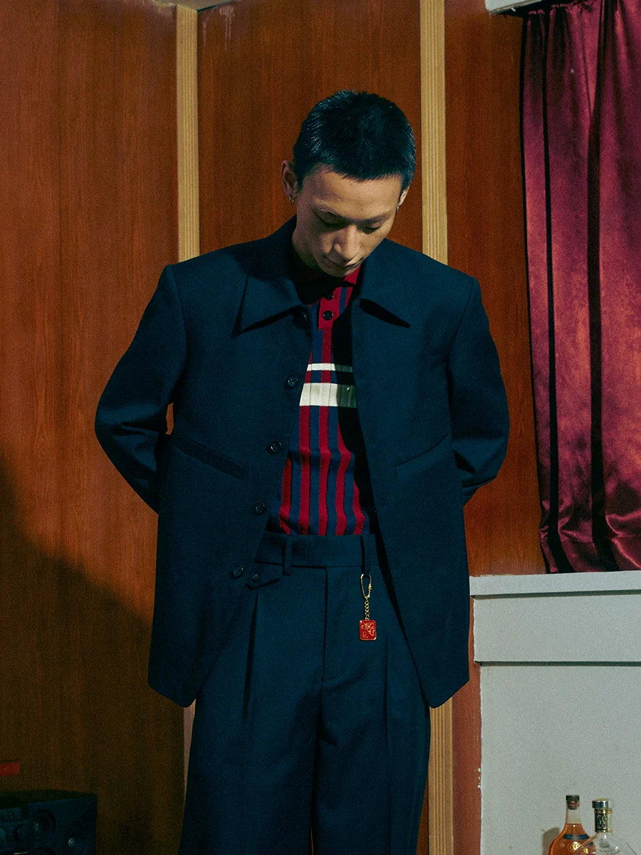 SOD Co. Rib Knit Striped Polo Shirt