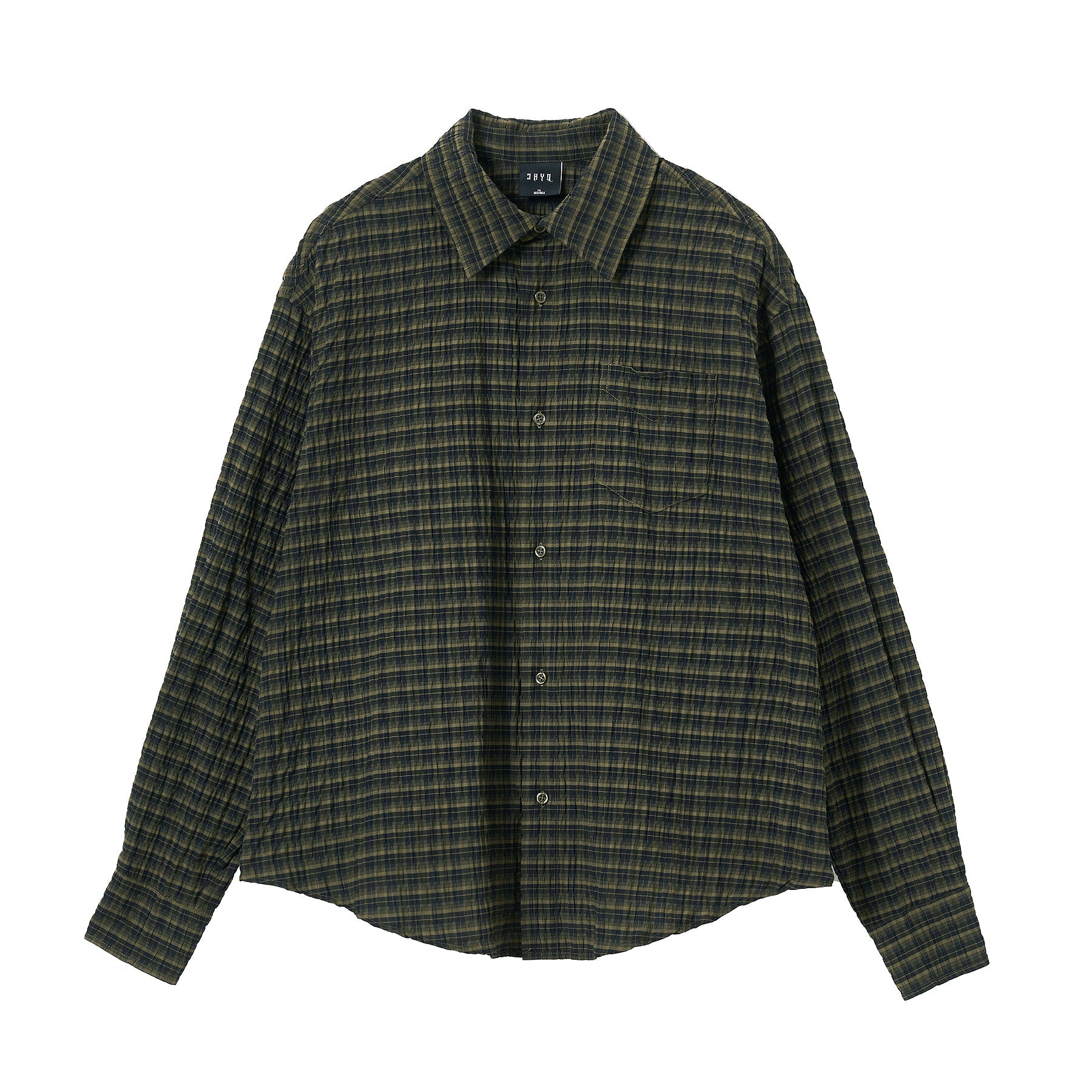 JHYQ Vintage Plaid Patchwork Long Sleeved Shirt
