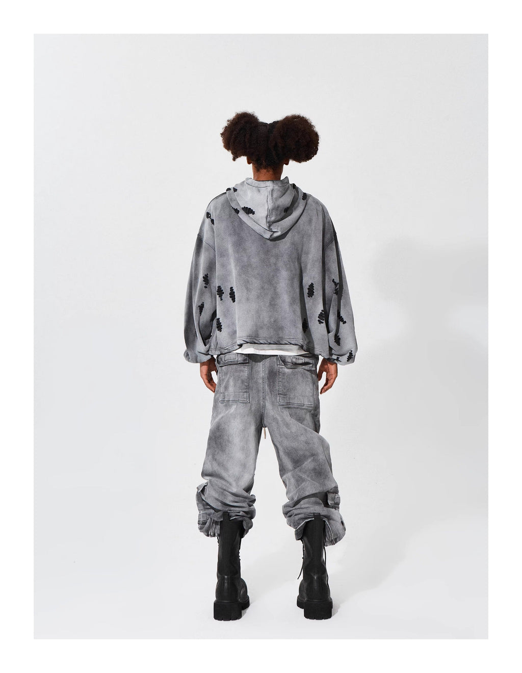 KARMANISTIC Distressed Washed Rivets Hoodie