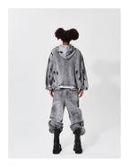 KARMANISTIC Distressed Washed Rivets Hoodie