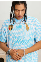 Small Town Kid Twisted Plaid Patchwork Polo Jersey