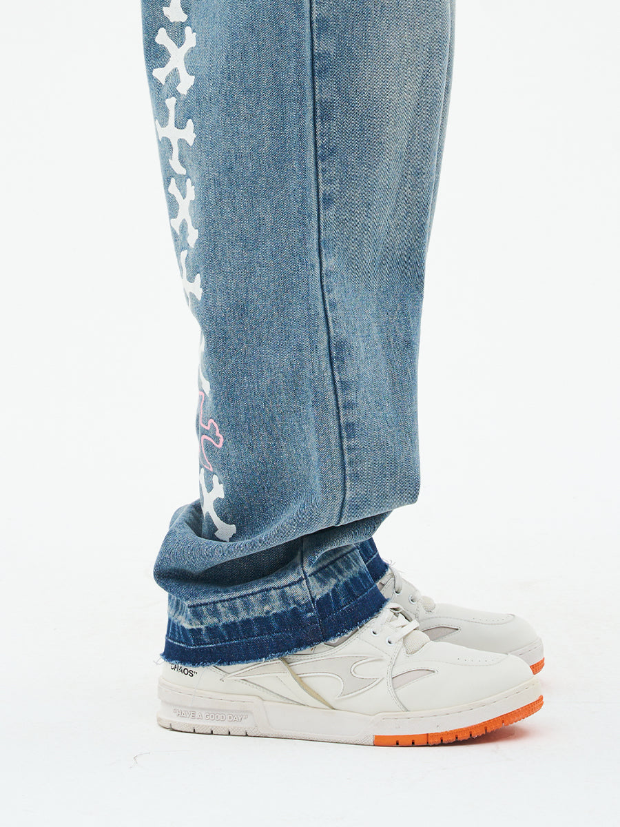 Harsh and Cruel Crosses Printed Denim