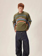 EVILKNIGHT(EK) Rainbow Circle Pattern Knit Sweater