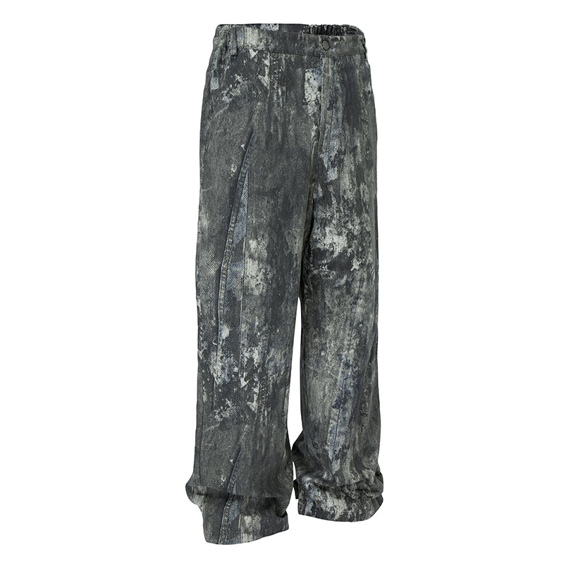 F2CE Printed Ink Splash Gradient Washed Baggy Jeans