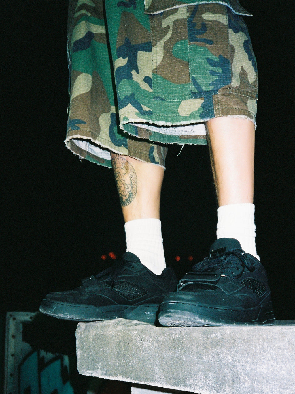 AFGK Logo Print Camouflage Destroyed Shorts