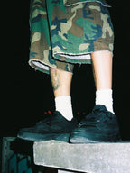 AFGK Logo Print Camouflage Destroyed Shorts