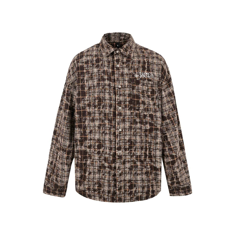 1807 Tie Dye Plaid Long Sleeve Shirt