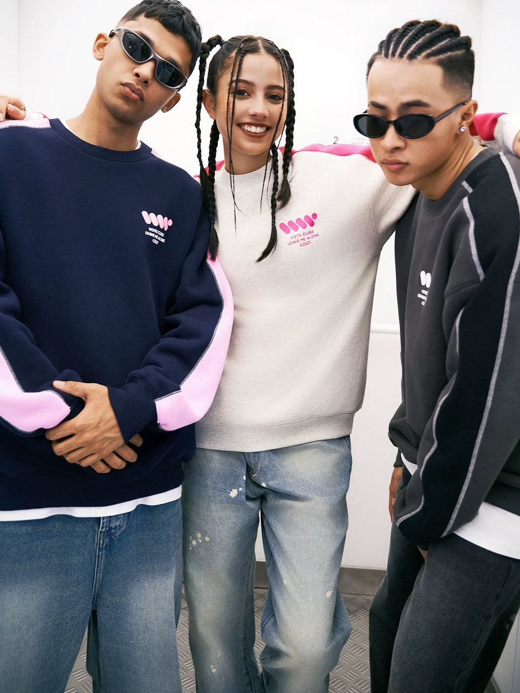 VOTE VVVVOTE Color Blocked Striped Sweatshirt
