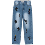Harsh and Cruel Religious Candles Embroidered Denim