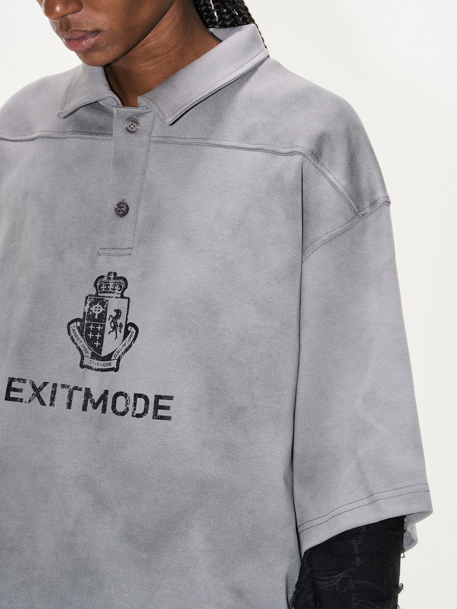 BLIND NO PLAN Cloud Shadow Distressed Dye Printed Polo