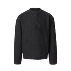 YADcrew Twisted Henley Pinstripe Long Sleeve Tee