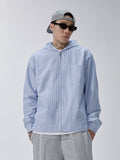 F2CE Striped Zip Up Hooded Shirt Jacket