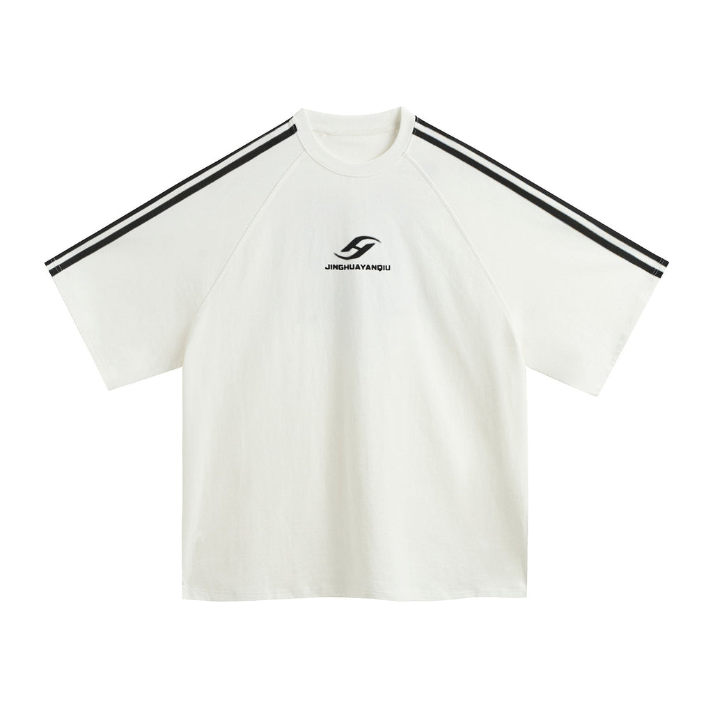JHYQ Striped Shoulder Logo Printing Tee