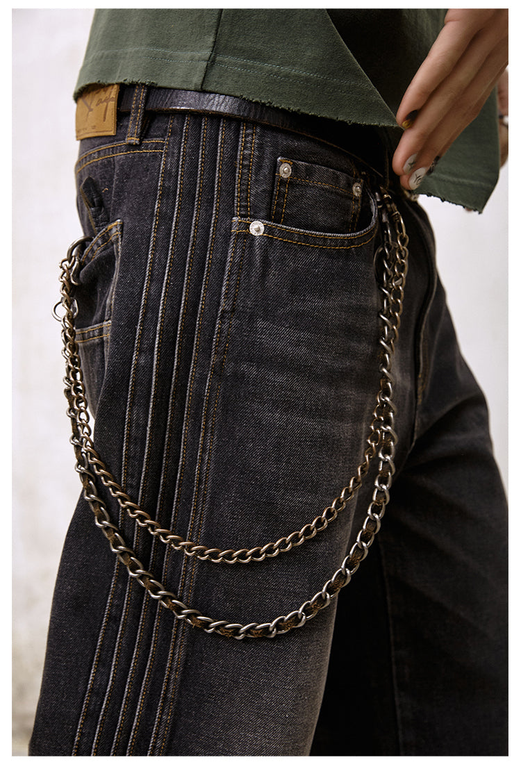 Remedy Double Layer Back Pocket Side Stitch Washed Jeans