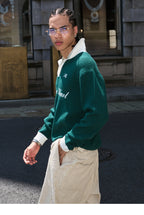 STEEPC Contrast Lapel Polo Knit Sweater