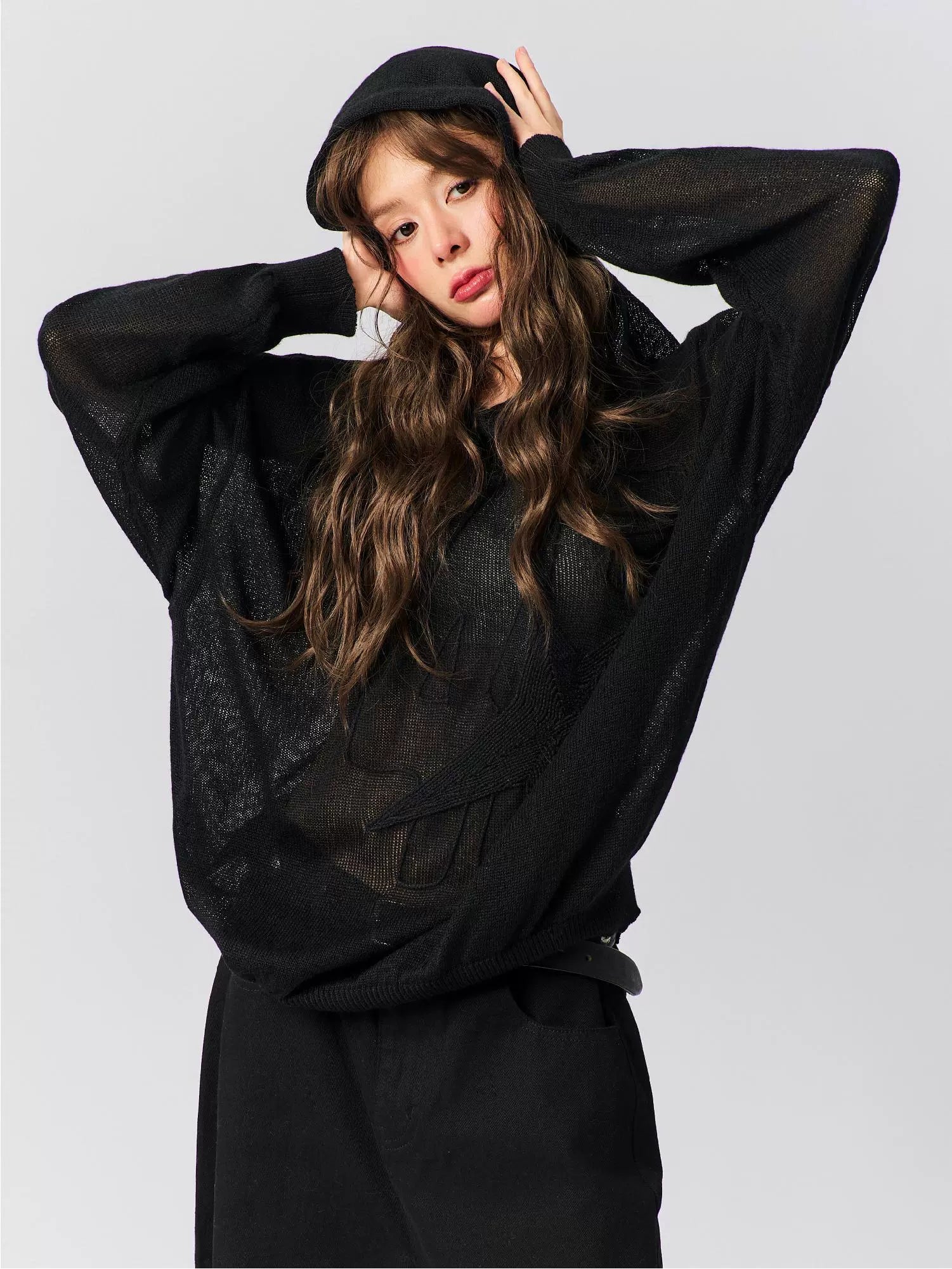 S45 Star Logo Mesh Knit Hoodie