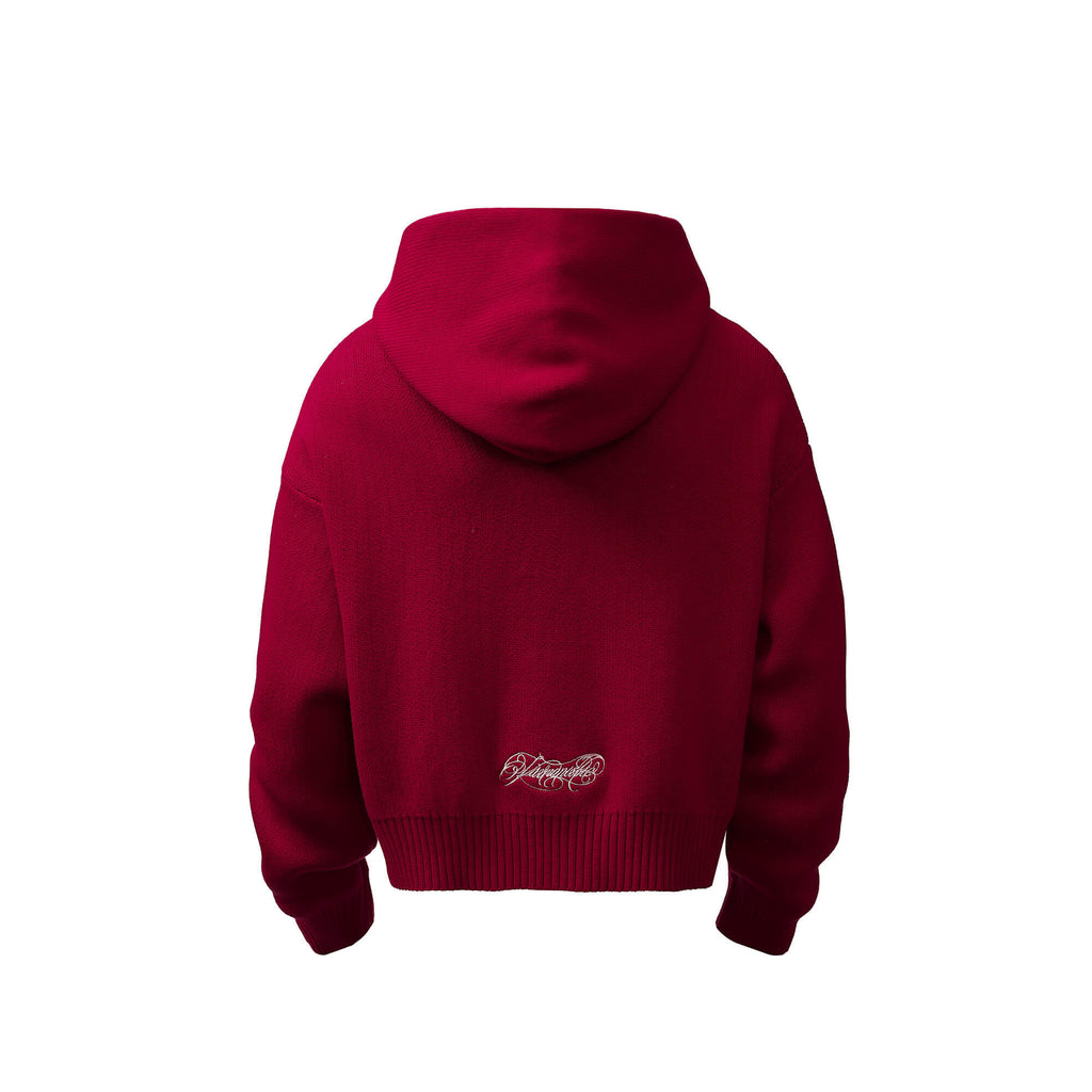 KARMANISTIC Embroidered Zip Up Knit Hoodie