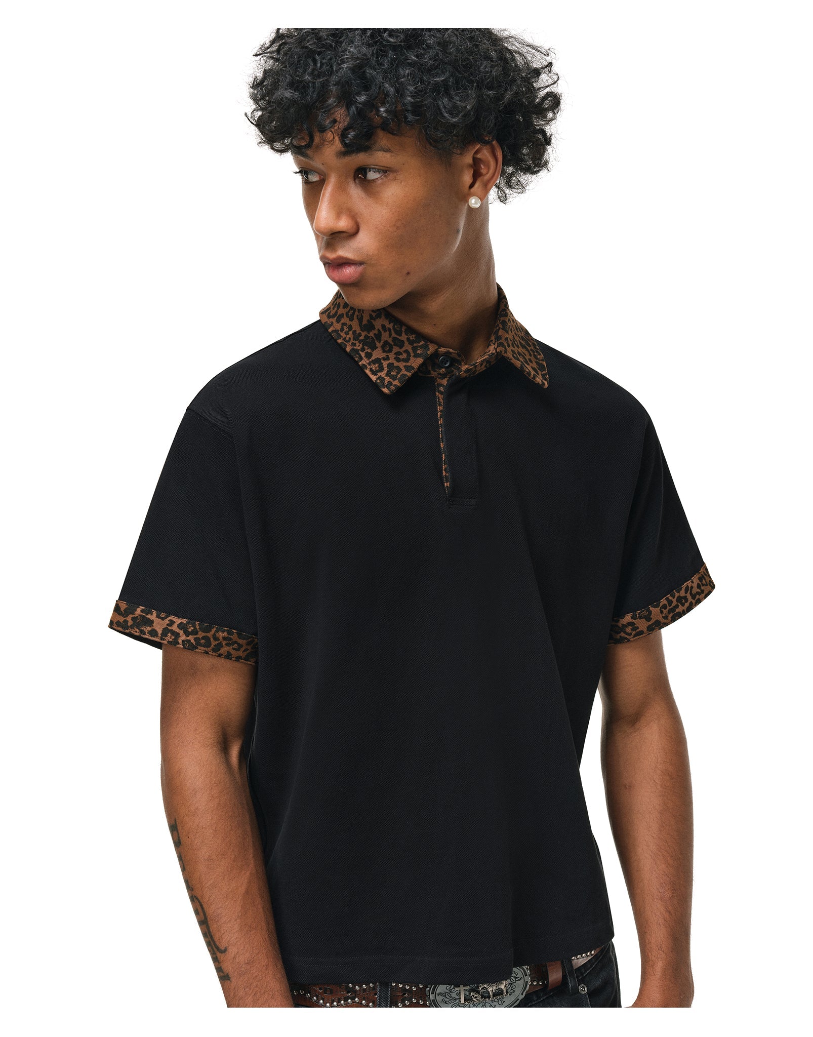 ANTIDOTE Leopard Patchwork Polo