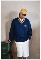 Remedy Embroidered V Neck Knit Sweater