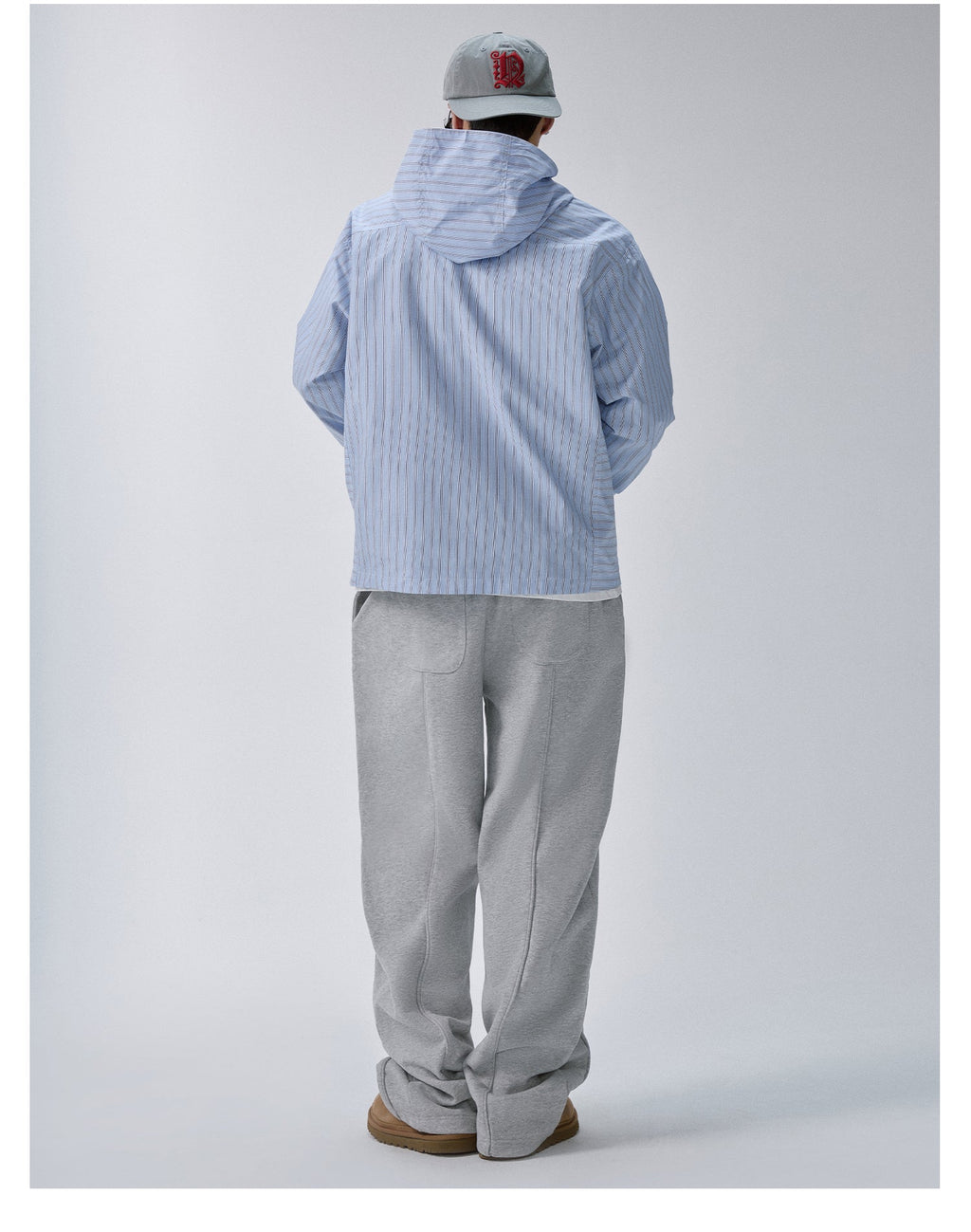 F2CE Striped Zip Up Hooded Shirt Jacket