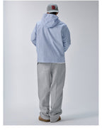 F2CE Striped Zip Up Hooded Shirt Jacket