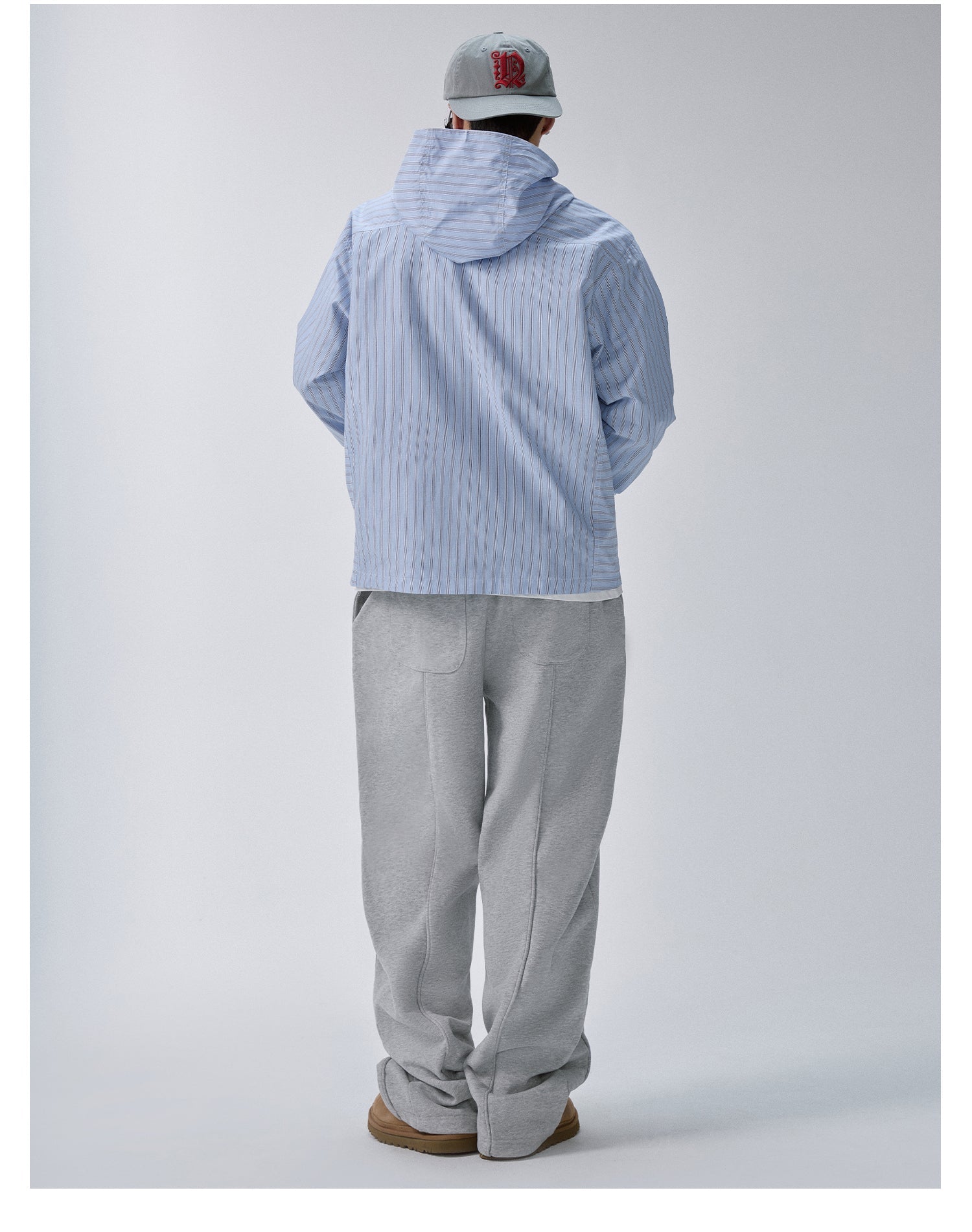 F2CE Striped Zip Up Hooded Shirt Jacket