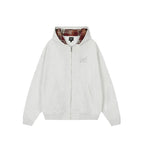 Achock Logo Embroidery Plaid Lining Zip Up Hoodie