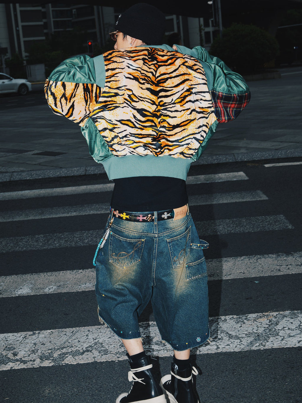 S45 Gem Woodcutting Distressed Raw Edge Denim Shorts