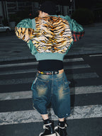 S45 Gem Woodcutting Distressed Raw Edge Denim Shorts