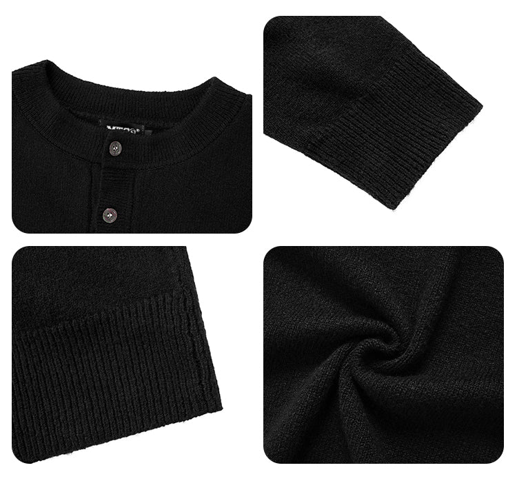F3F Select Relaxed Fit Henley Neck Knit Sweater