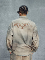 1807 Rust Aged Digital Print Denim Long Sleeve Shirt