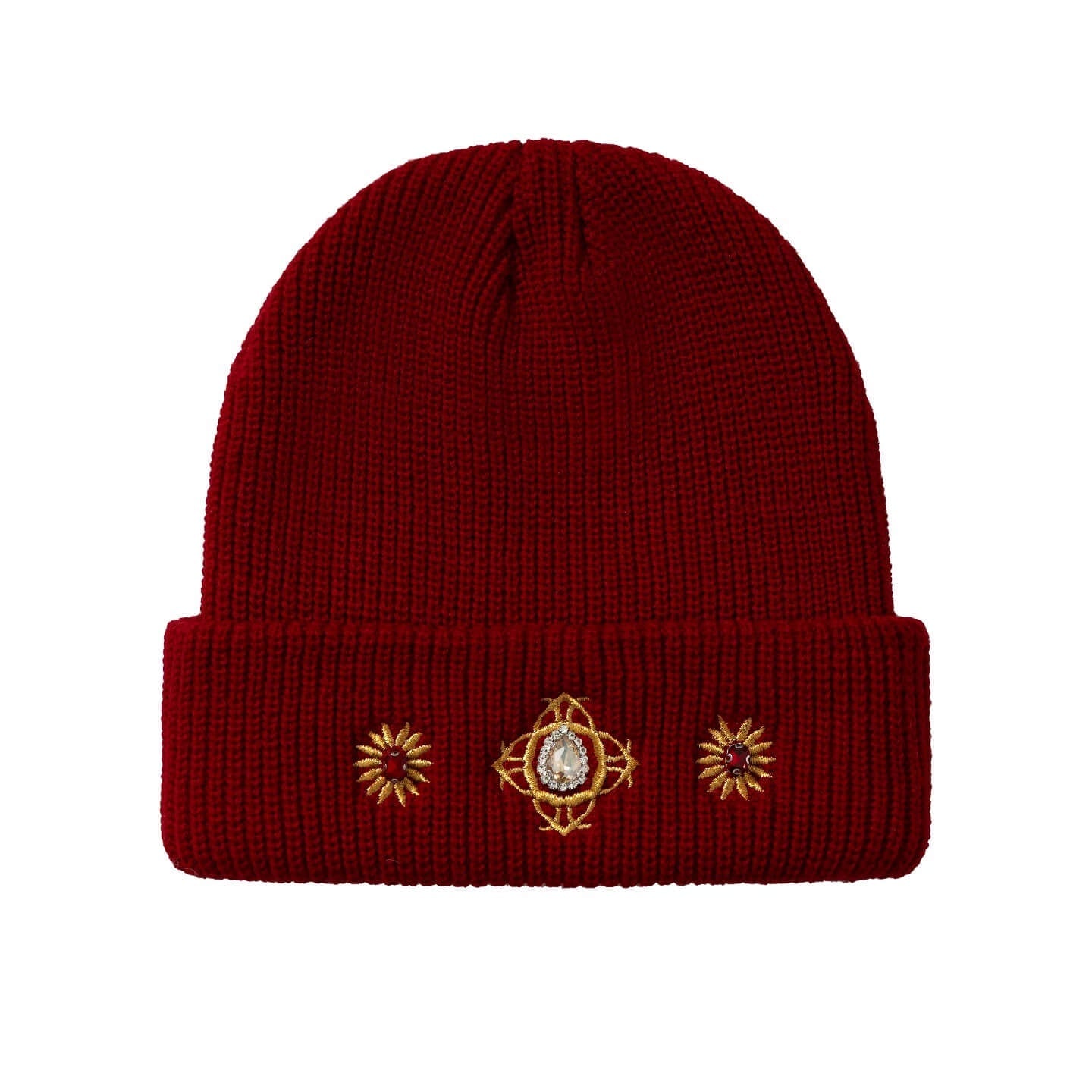YADcrew Gemstone Embellished Knit Beanie