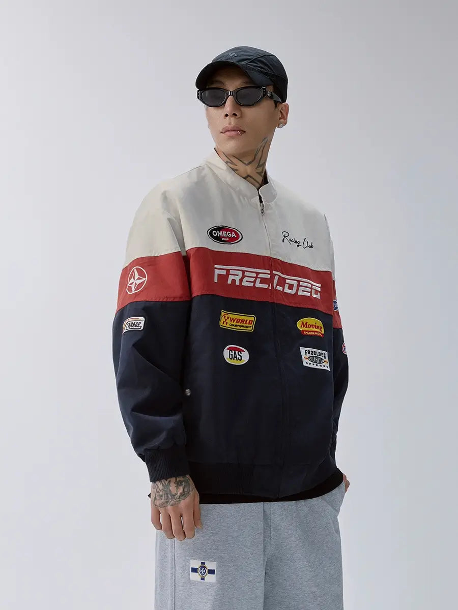 F2CE Patchwork Color Block Racing Jacket