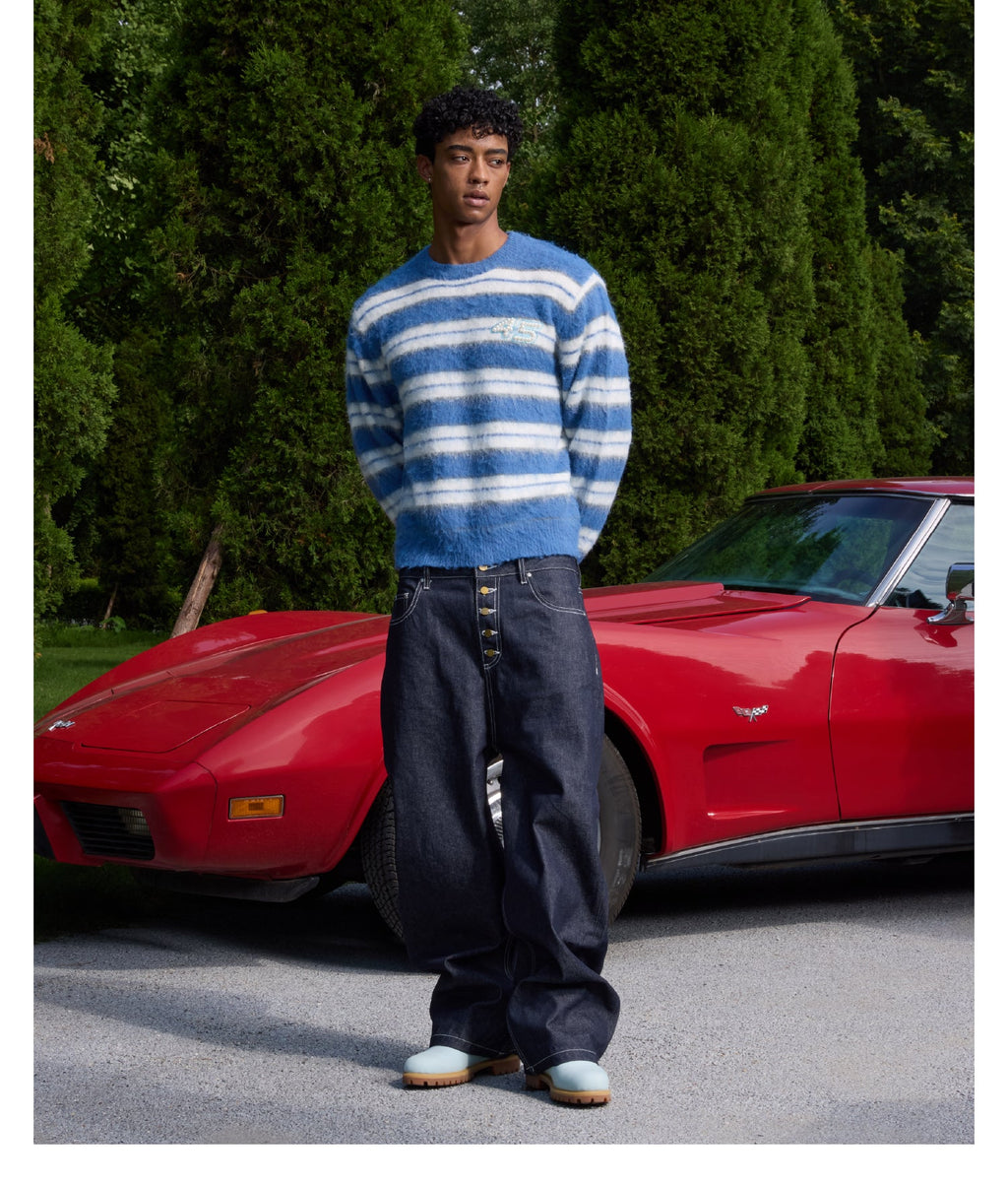 S45 Striped Pearl Brushed Knit Sweater