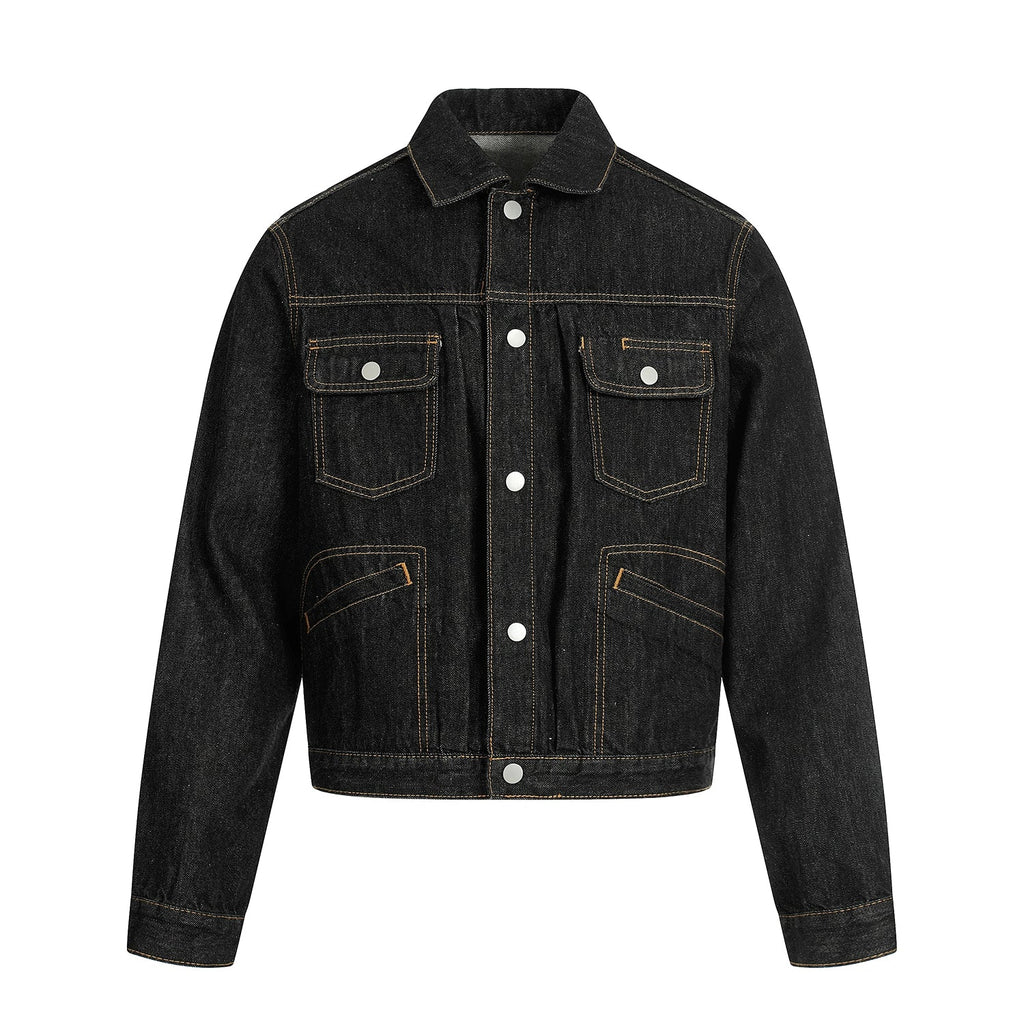 F3F Select Orange Stitching Black Denim Jacket