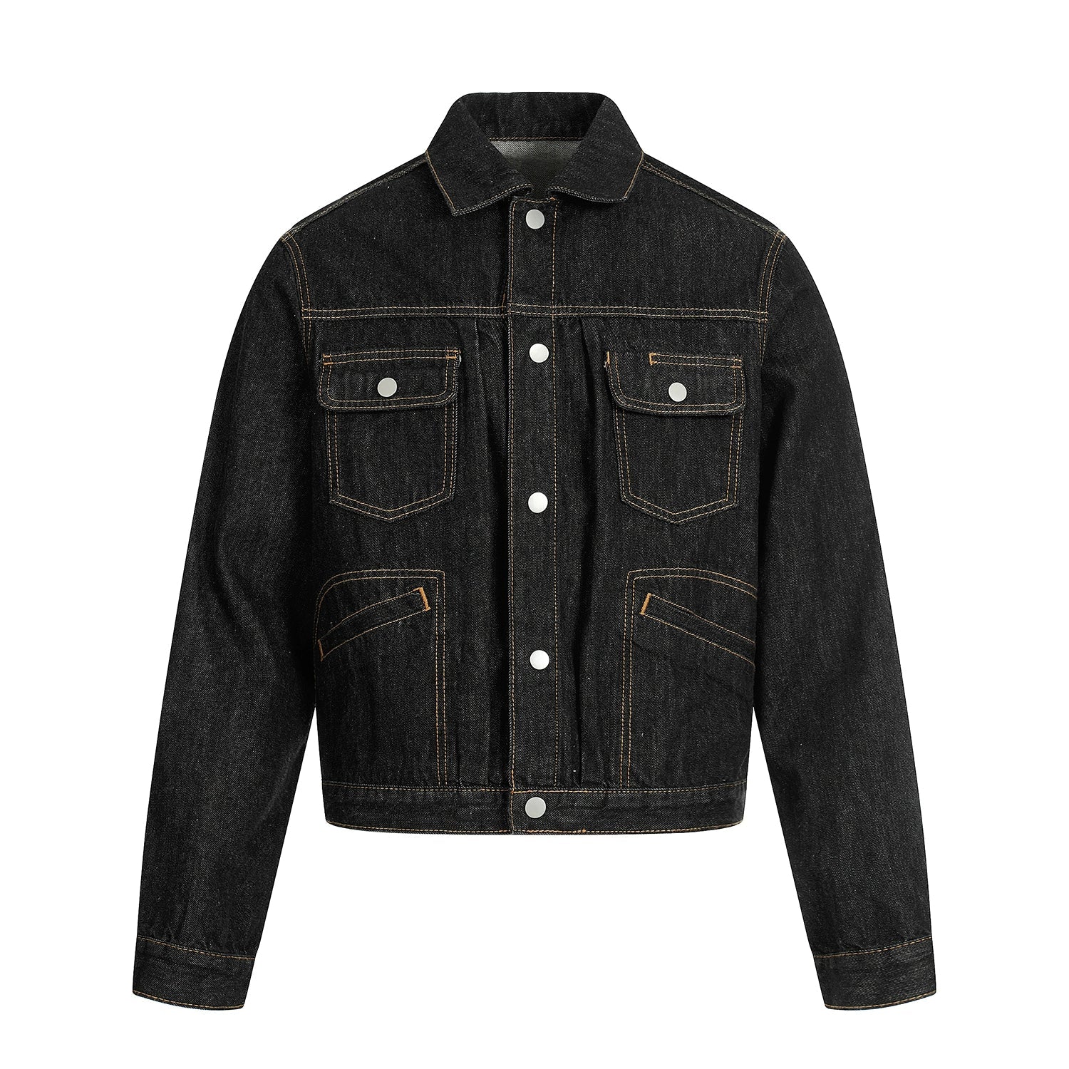 F3F Select Orange Stitching Black Denim Jacket