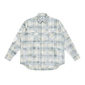 EMPTY REFERENCE Raw Edge Plaid Bubble Print Long Sleeve Shirt
