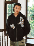 JUST VIBE Lace Peace Dove Zip Up Hoodie