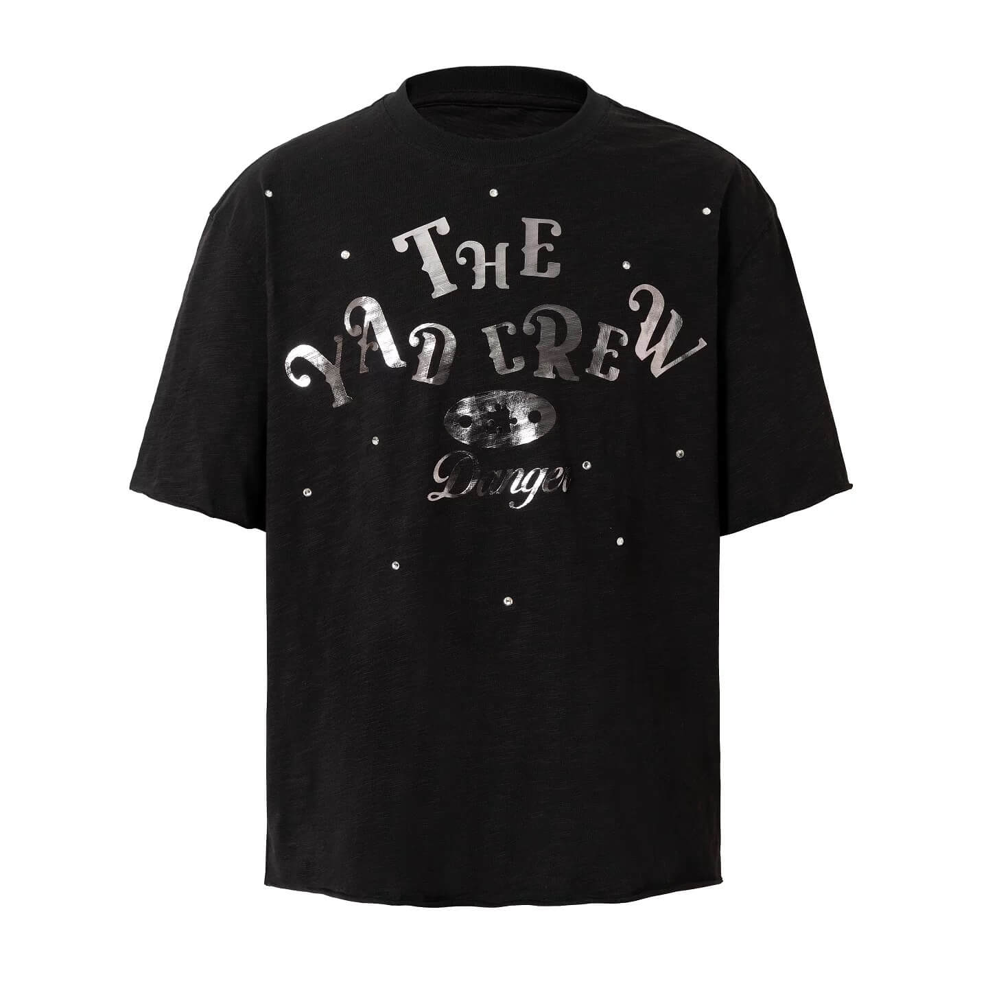 YADcrew Silver Logo Print All Over Rhinestone Tee