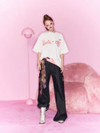 1807 Barbie Glitter Graphic Short Sleeve Tee