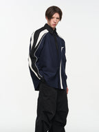 BLIND NO PLAN Asymmetric Colorblocking Long Sleeve Shirt