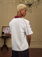 YADcrew Rhinestone Embroidered Patch Horse Print Mesh Polo Jersey