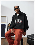MEDM Half-Zip Logo Embroidered Sweatshirt