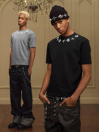 YADcrew Four Leaf Clover Pearl Neckline Tee