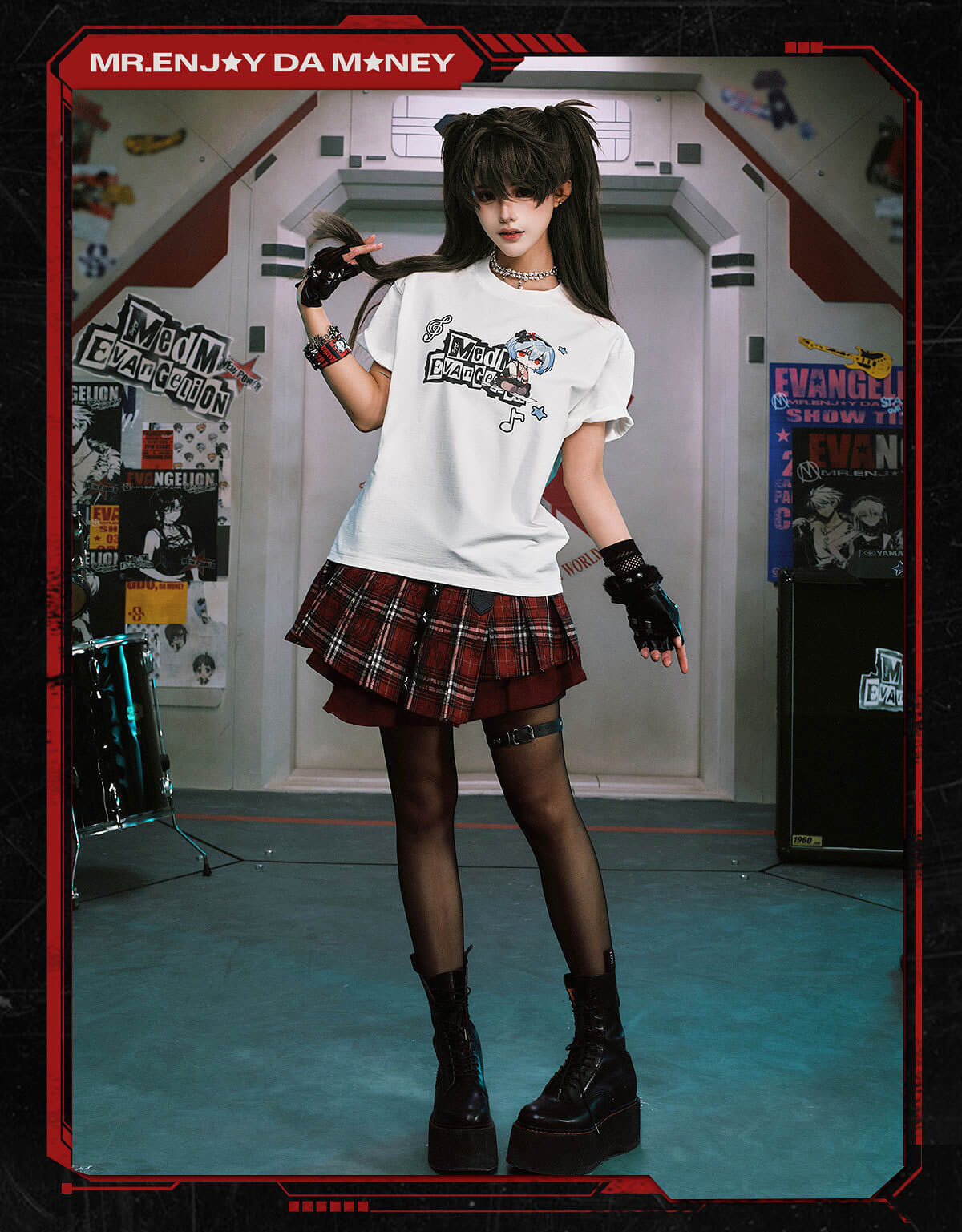 MEDM x EVA NEVER END Cute Character Music Note Graphic Tee