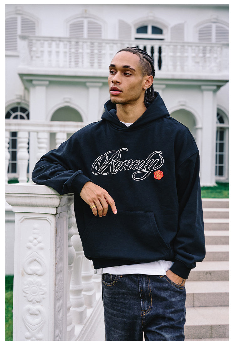 Remedy Metal Wax Seal 3D Logo Embroidered Hoodie