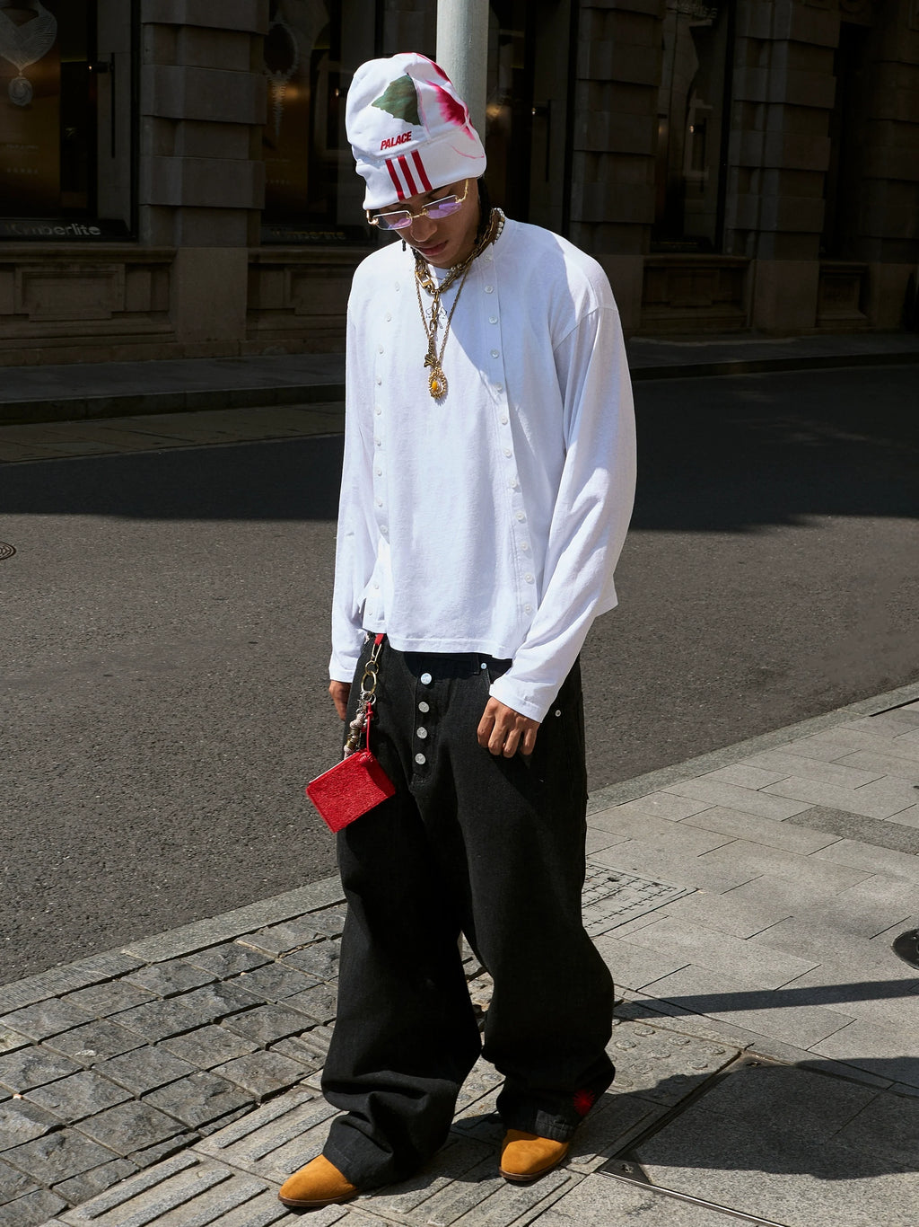 STEEPC Structured Print Double Breasted Long Sleeve Tee