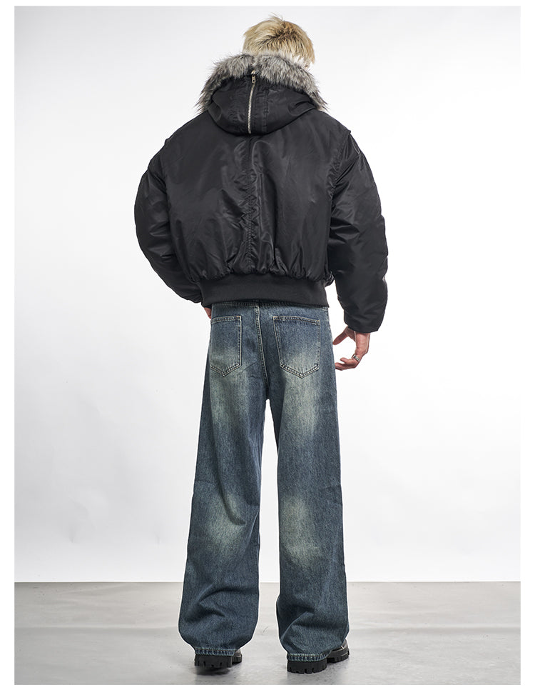 F3F Select Faux Fur Hooded MA-1 Bomber Jacket