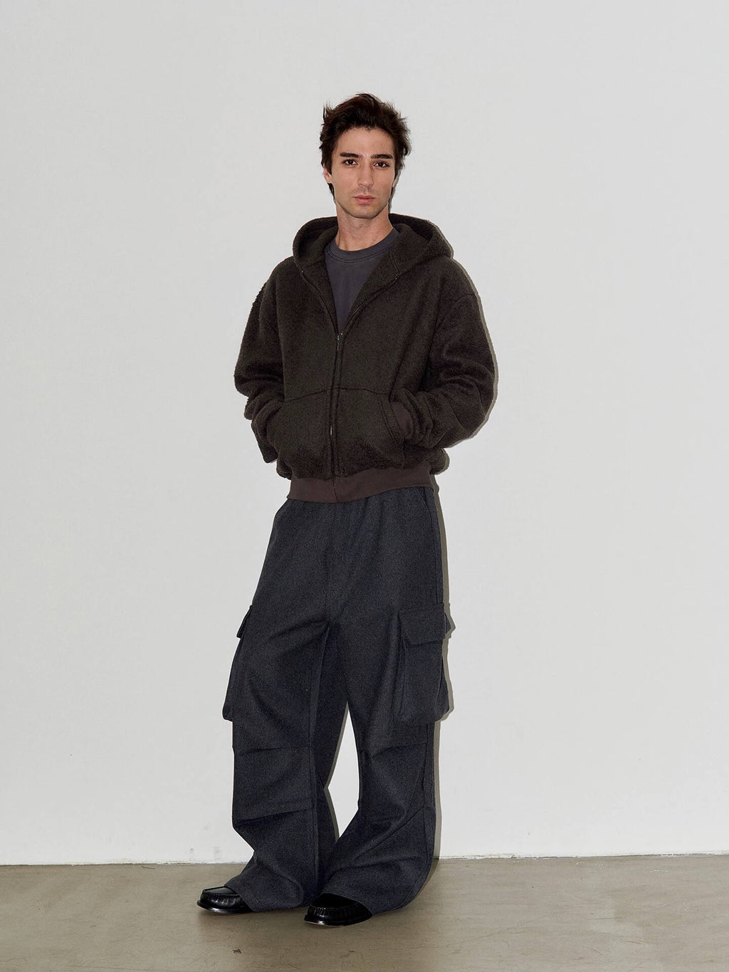 LIBERAFIT Wool Blend 3D Flap Pocket Baggy Cargo Pants