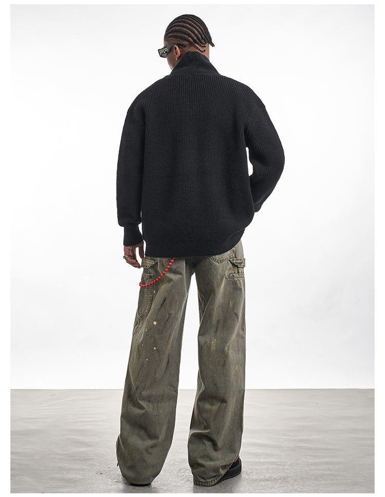 F3F Select Irregular Slant Button Knit Cardigan